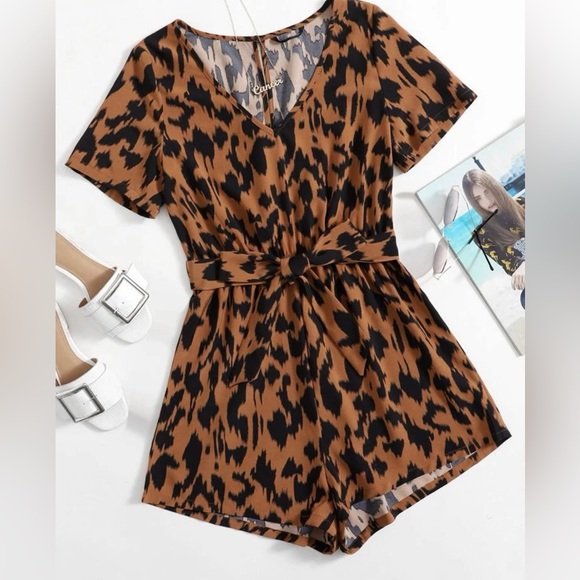 SHEIN Pants - Shein Curve Plus Animal Print Romper Size 1XL